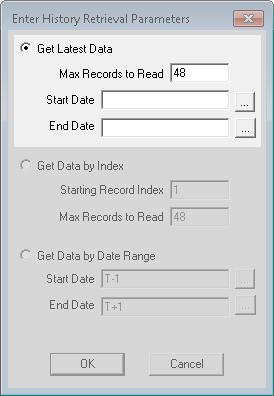 Enter History Parameters Dialog Box
